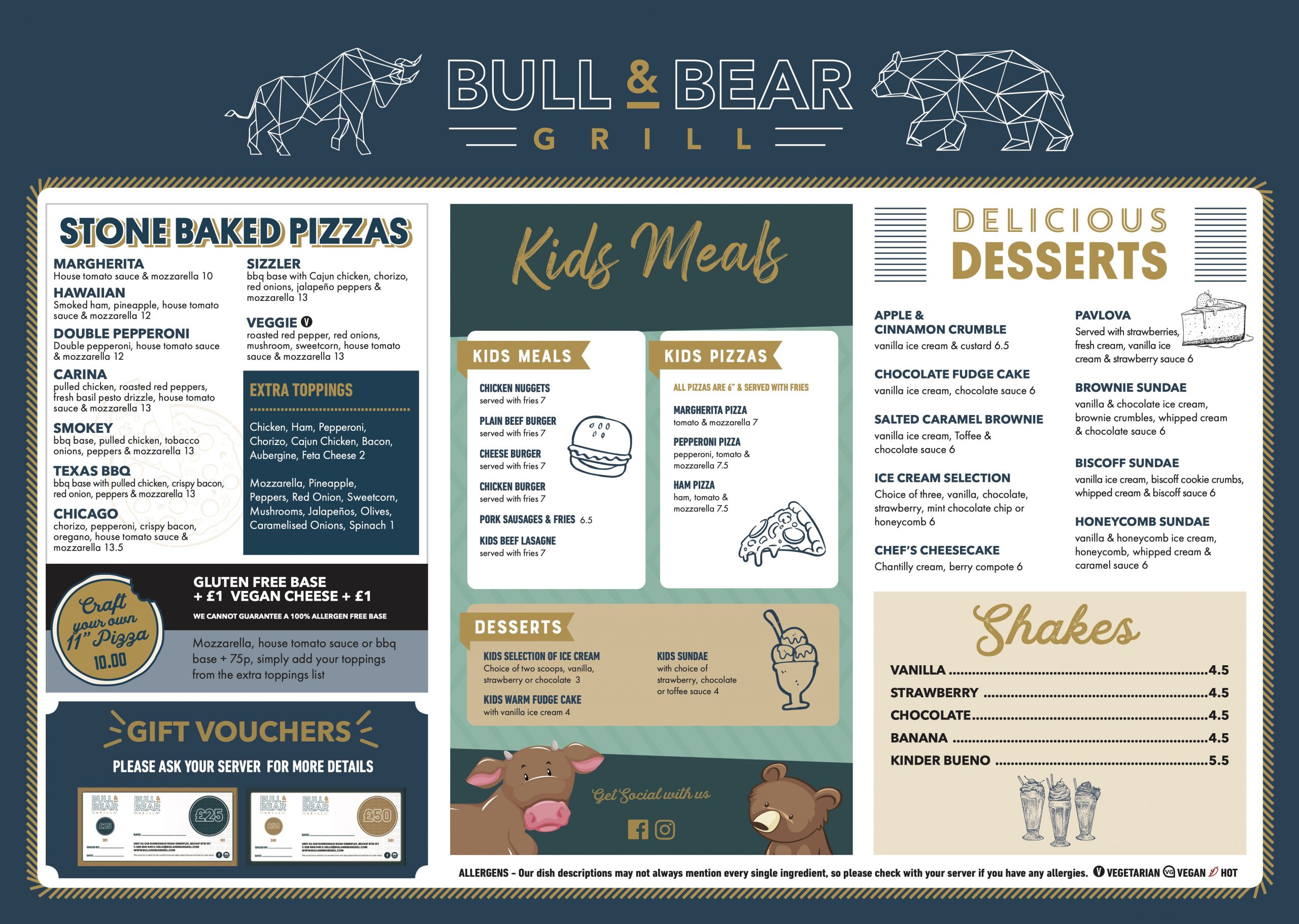 Bull and bear menu